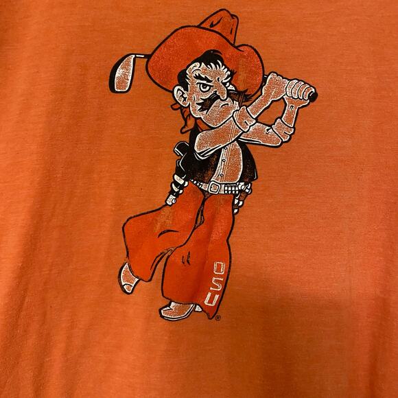OSU • Orange Oklahoma State Gold Swinging Pete Short Sleeve Tee T-Shirt - Picture 3 of 5